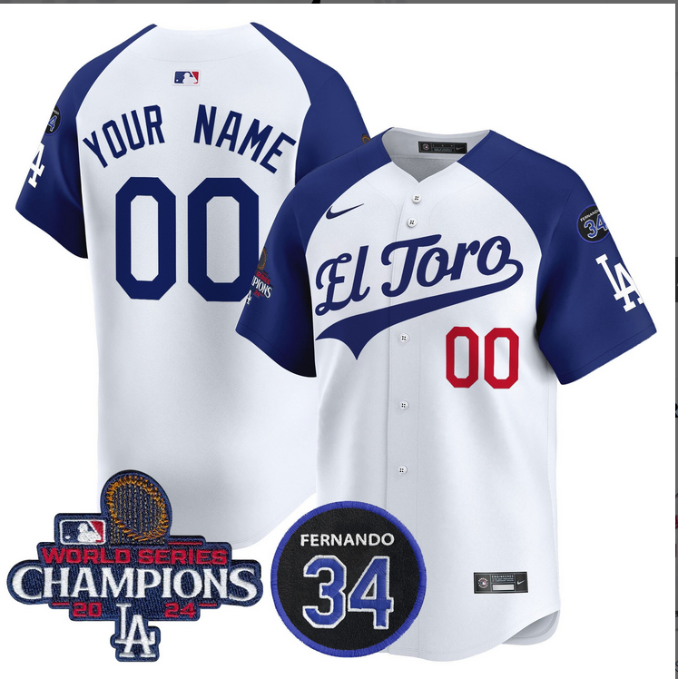 Men MLB Los Angeles Dodgers Custom white 2024 World Series Champions Patch Cooperstown Jersey style 2